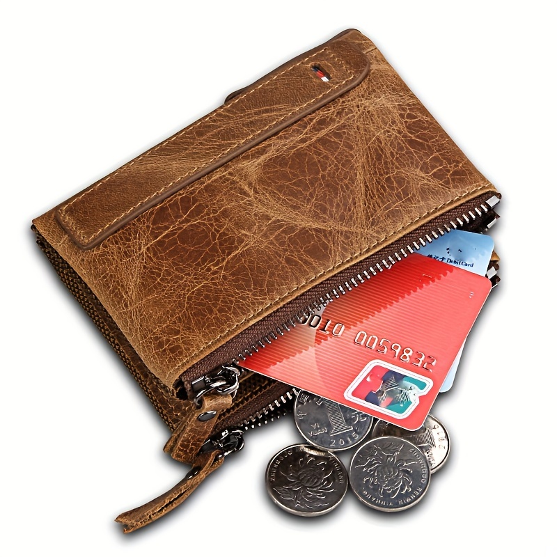 Men's Leather Short Wallet Money Clip, Multi-card Card Holder, Snap Button  Wallet With Zipper Coin Pocket, Gift For Men - Temu