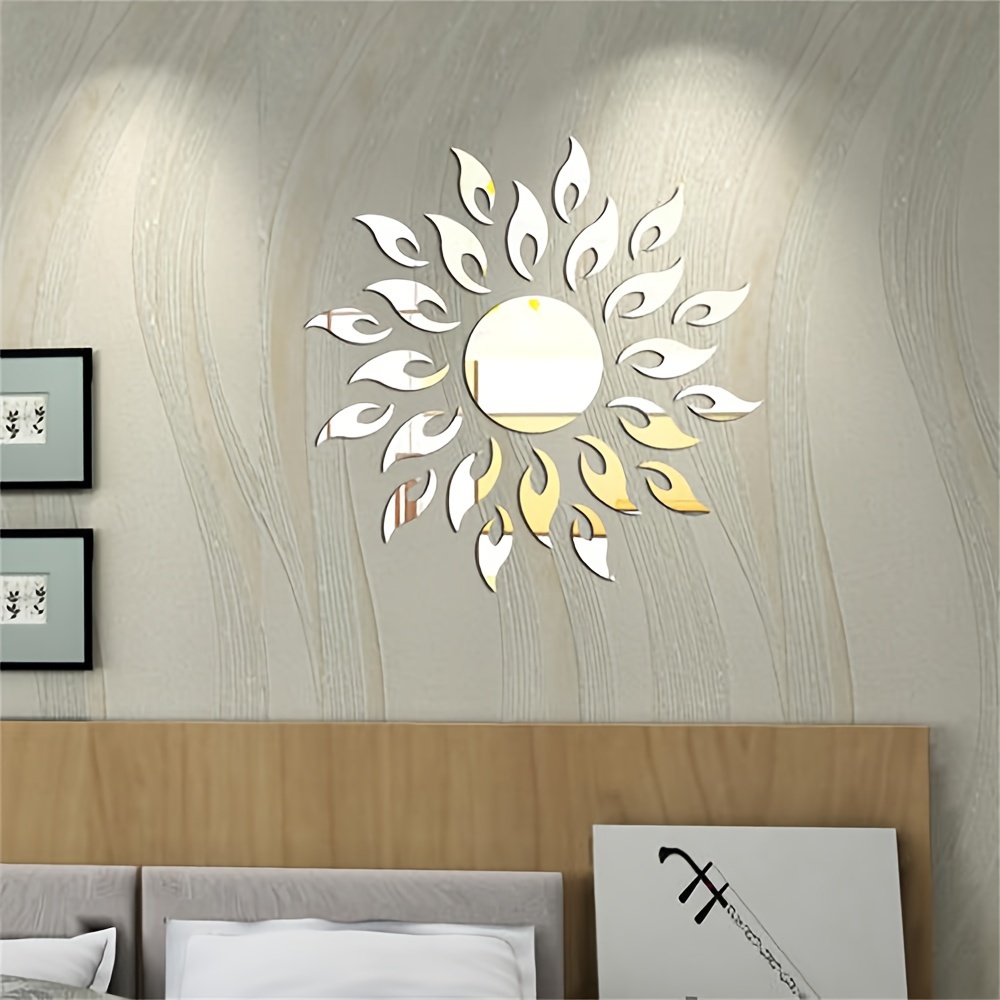 three dimensional sun flower acrylic   sticker   decoration self   wall sticker wall   tile bedroom installation diy self   double layer thickened   home details 2
