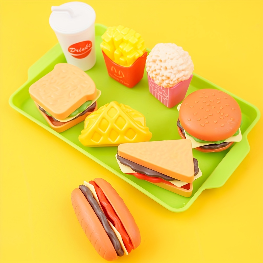 8pcs Kitchen Toy Set Simulation Food Hamburger Fries Sandwich