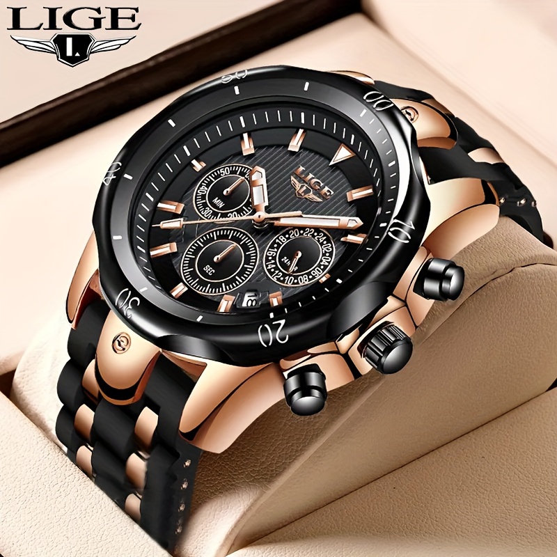 HaiQin Pagani Design Men's Watches Japanese Quartz Movement Stainless Steel  Strap Waterproof Casual Dress Analog Watch Professional Chronograph,  Rose-Gold : : Fashion