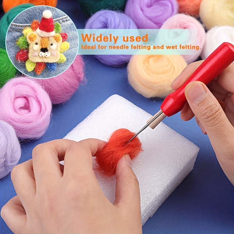 Mayboos 54 Colors Fiber Wool Yarn, Fiber Wool Yarn Roving, Spinning Wool Roving for Needle Felting, DIY Hand Spinning, Needle Felting Wool Craft, 3g/