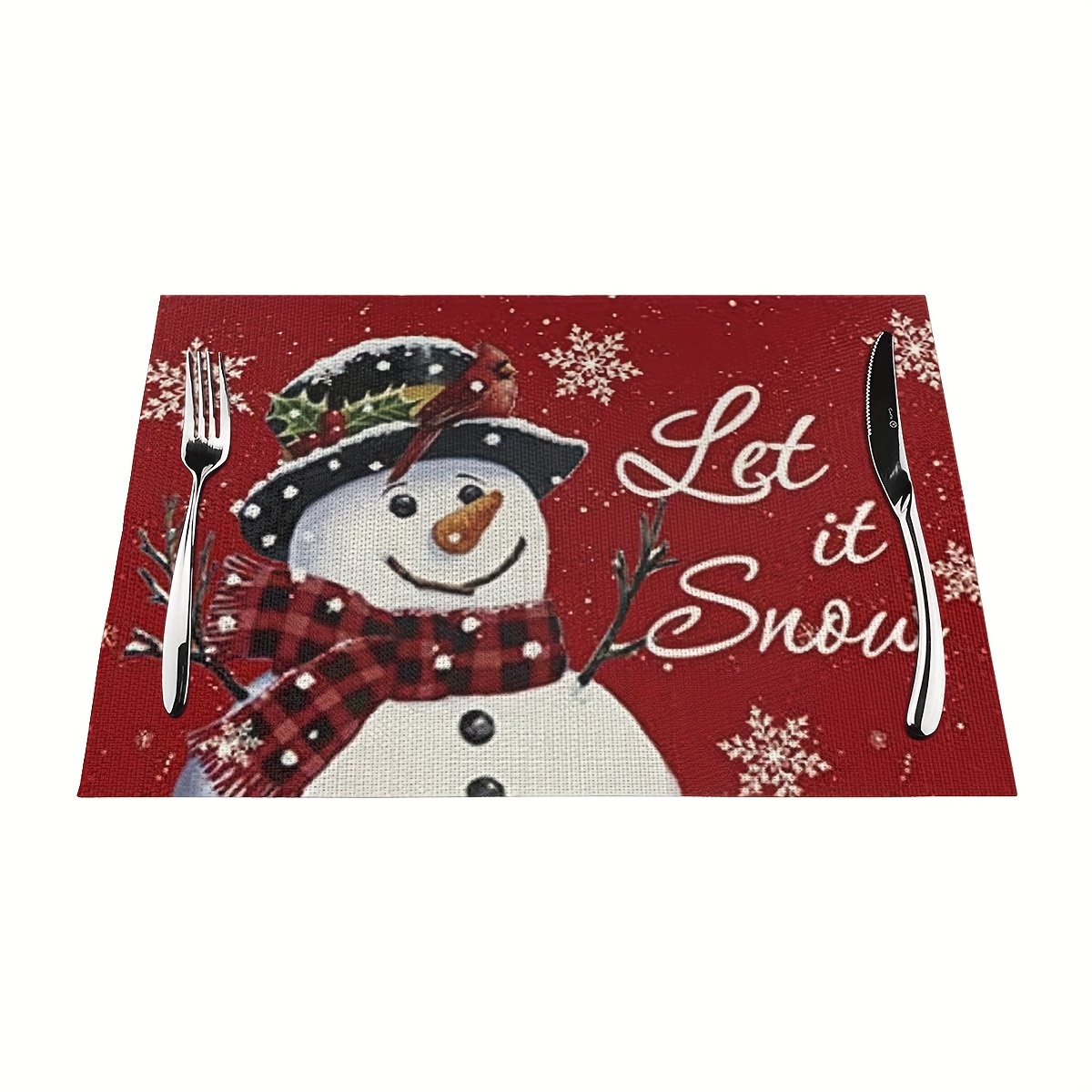 Christmas Placemat, Merry Christmas Theme Table Mat, Cartoon Style Snowman  Snowflake Pattern Heat Insulation Pad, Kitchen Decorative Table Mat,  Western Meal Table Pad, Christmas Decor, Dining Table Decor - Temu