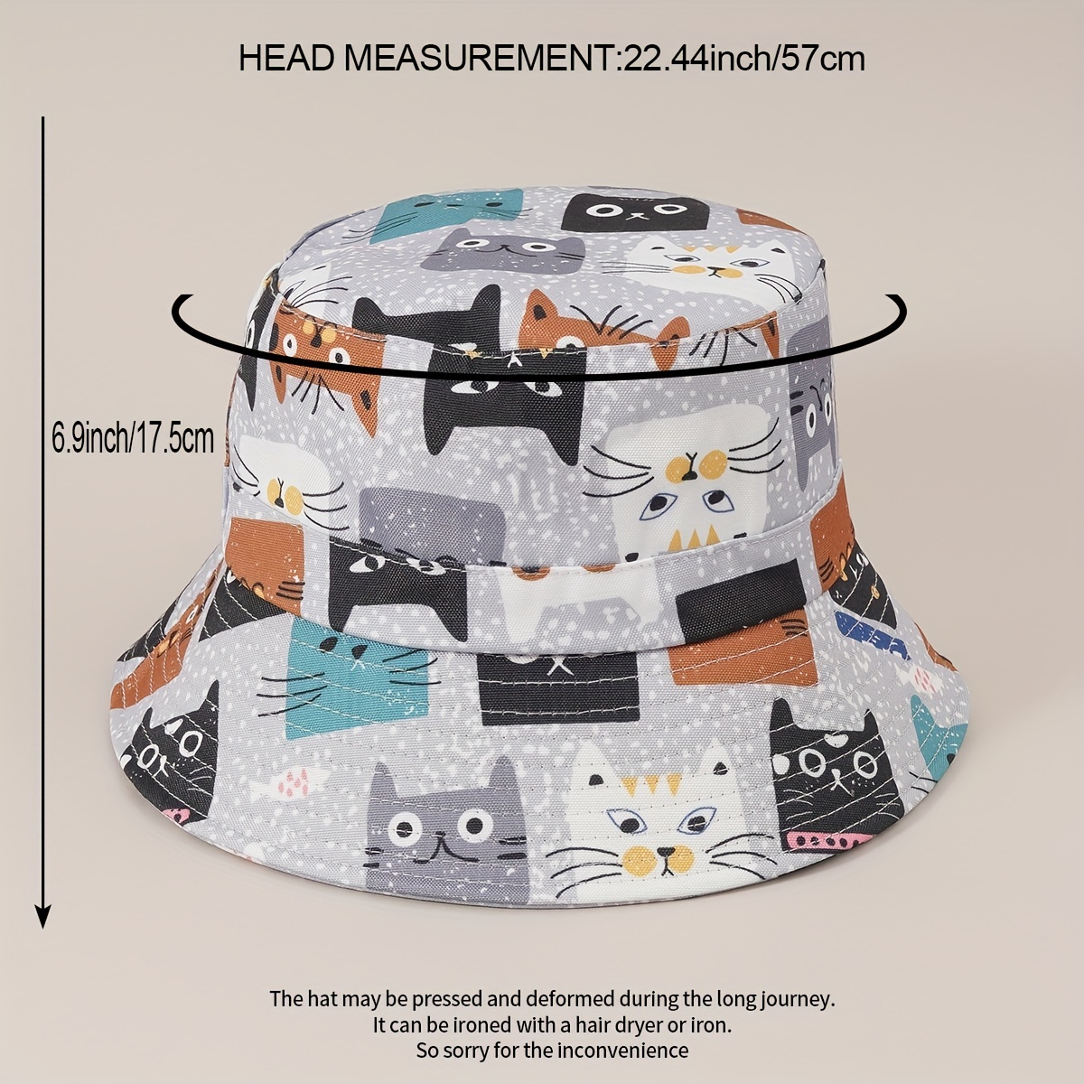 1pc Cartoon Pattern Print Bucket Hat For Men And Women Hip Hop