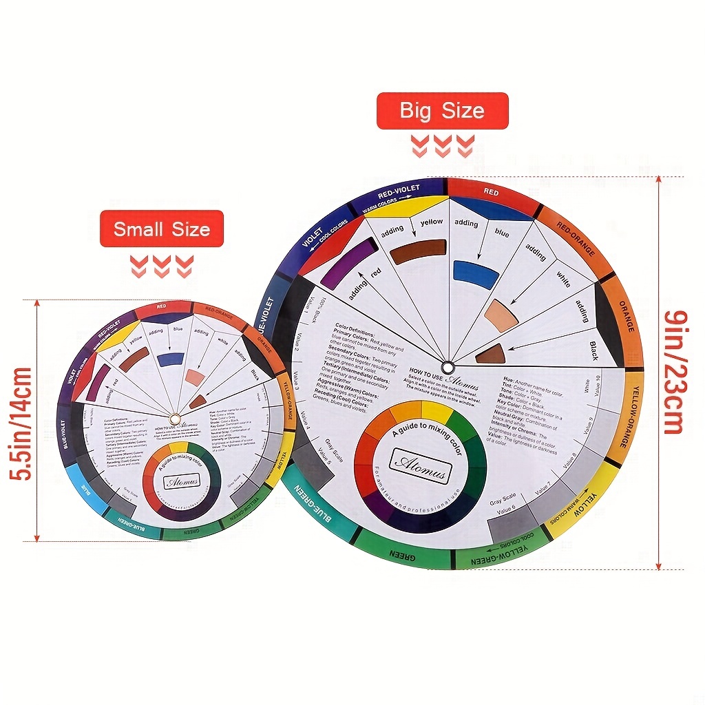 Color Mixing Guides, 2set 9in Creative Color Wheel Paint Mixing Learning  Guide Art Teaching Tool Fo