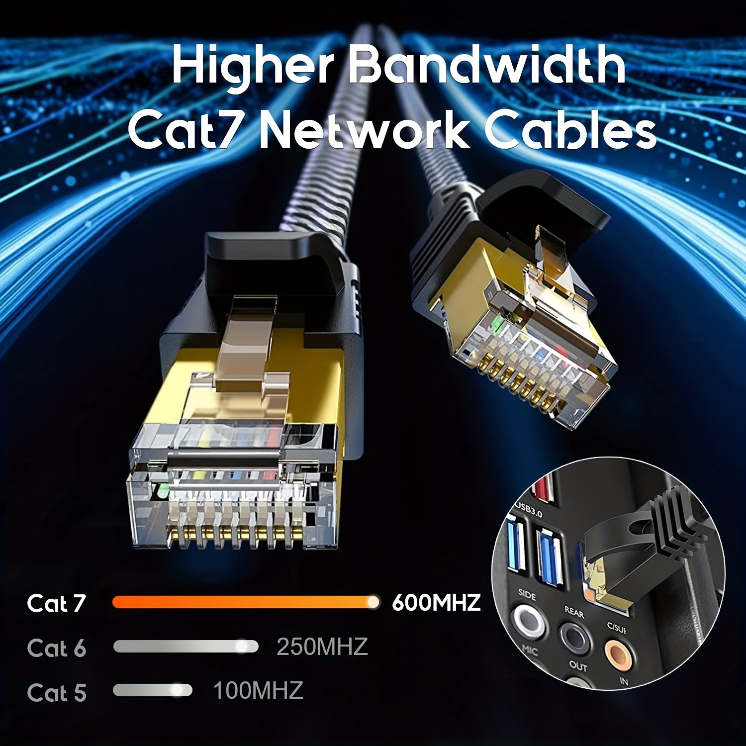 Cat 7 Ethernet Cable High Speed Shielded Flat Internet Cable - Temu