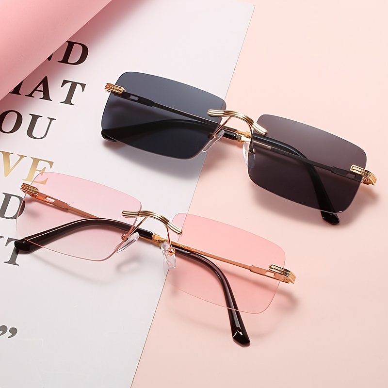 Rimless Sunglasses For Women - Temu