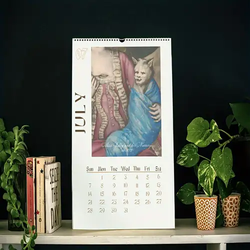 Calendrier de chats bizarres en papier, planification du temps, calendrier  mural amusant 2024, calendrier de chats médiévaux pour la maison
