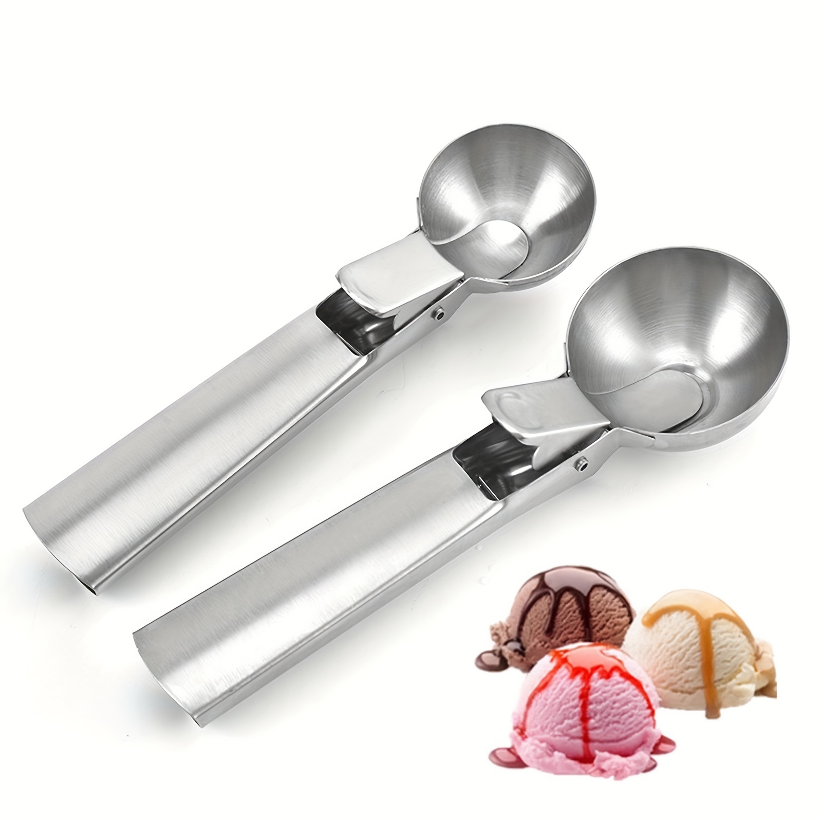 Stainless Steel Ice Cream Scoop With Trigger, Anti-freeze Handle, Icecream  Spoon Perfect For Gelatos, Frozen Yogurt, Sundaes - Temu