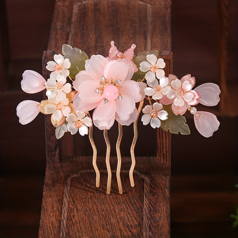 Cherry blossom hair comb Pink sakura hair accessories