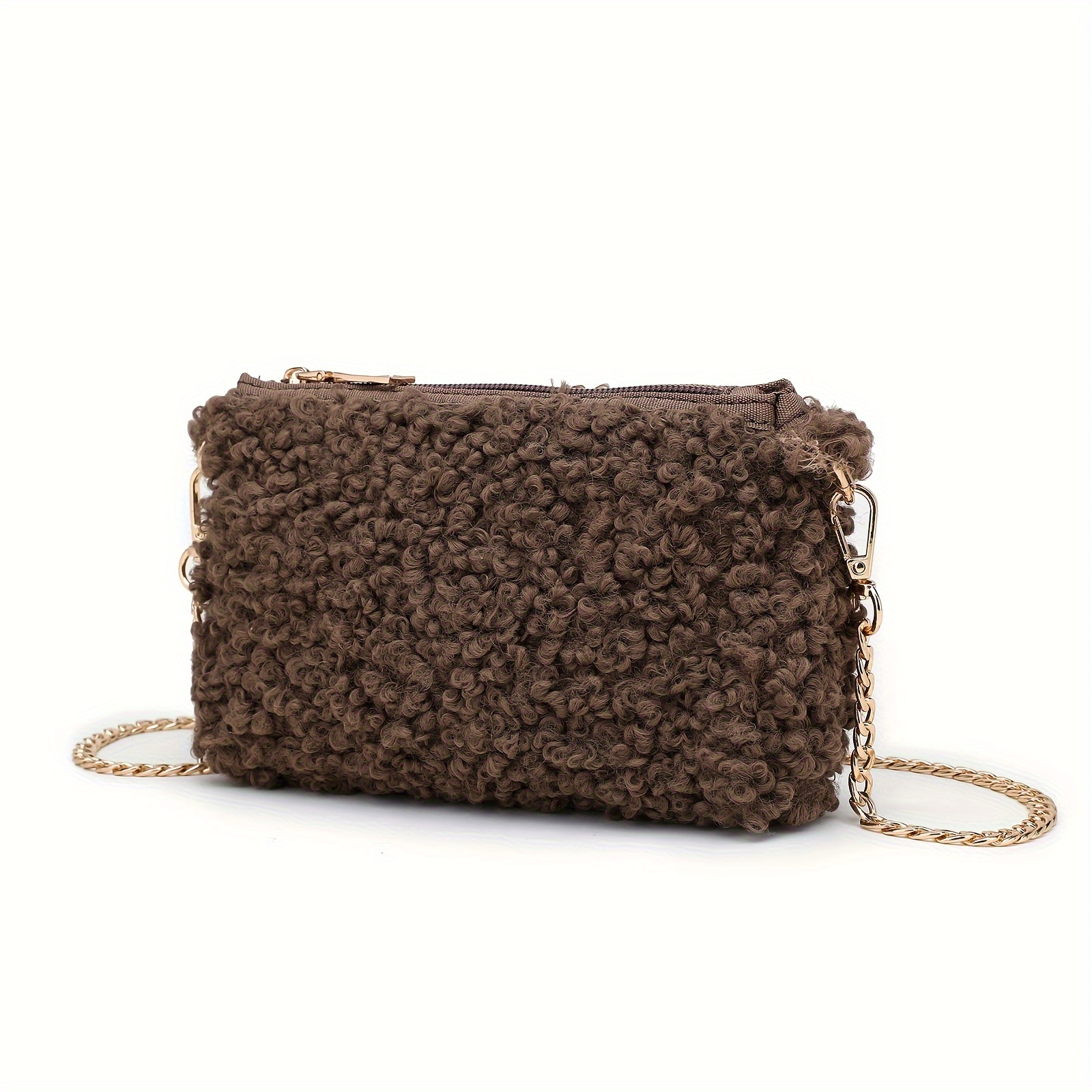 Fuzzy Animal Print Chain Wallet