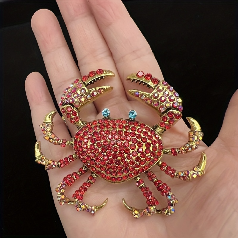 Crab Brooches Rhinestone Sea Animal Party Office Pins