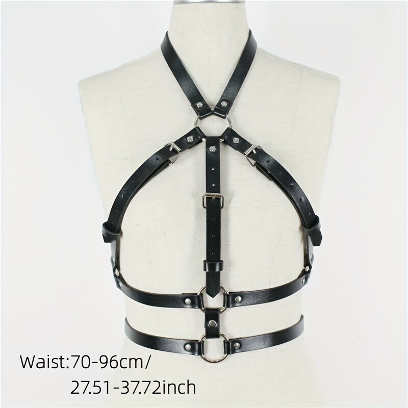 Womens Faux Leather Harness Body Chest Straps Belt Hollow Out Cage