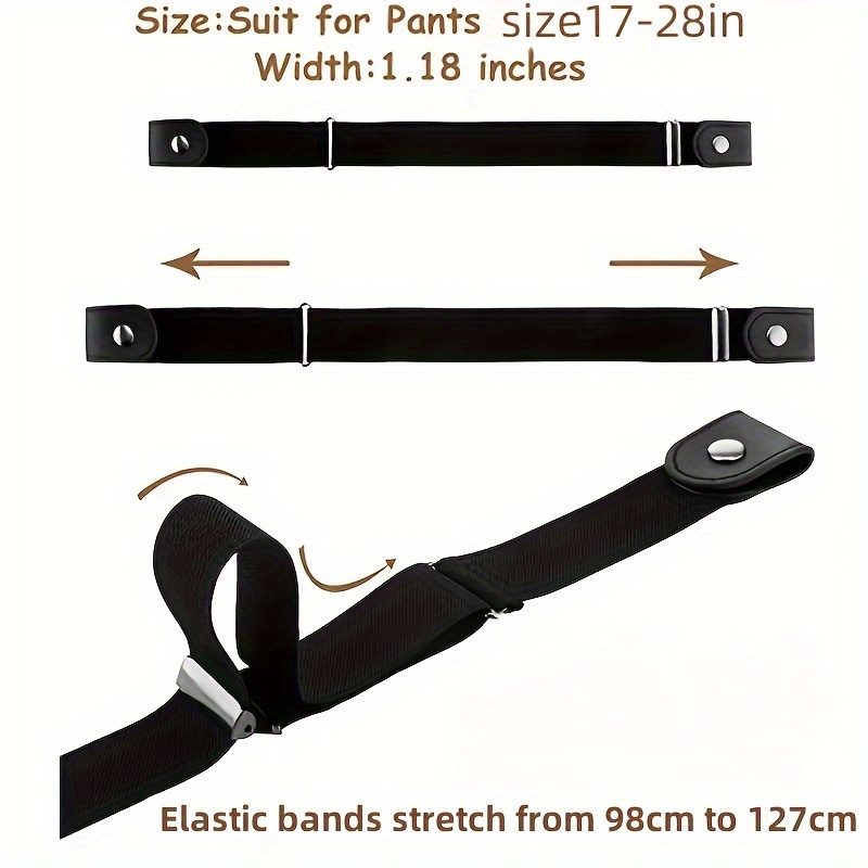 No Buckle Elastic Belt Women Men Unisex Stretch Belt Pants - Temu