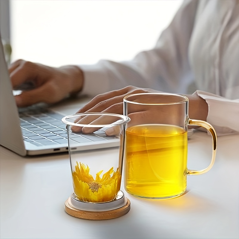Taza de té con tapas, tazas de vidrio para beber tazas de té, taza de té de  vidrio, kit de taza de agua de vidrio, tazas y tapas de vidrio, taza de