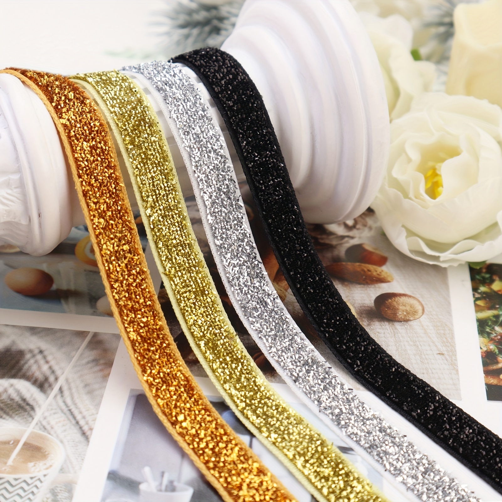 New Trend Product Colorful Metallic Glitter Velvet Ribbons for Hair Bow  Band Making - China Metallic Ribbon and Glitter Metallic Ribbon price