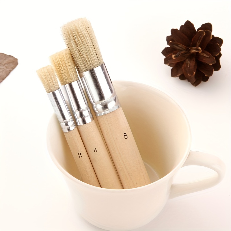 Wooden Stencil Brushes, Natural Bristle Paint Brushes, For Acrylic Painting,  Oil Painting, Watercolor, Card Making, Diy Craft Project (3 Sizes)
