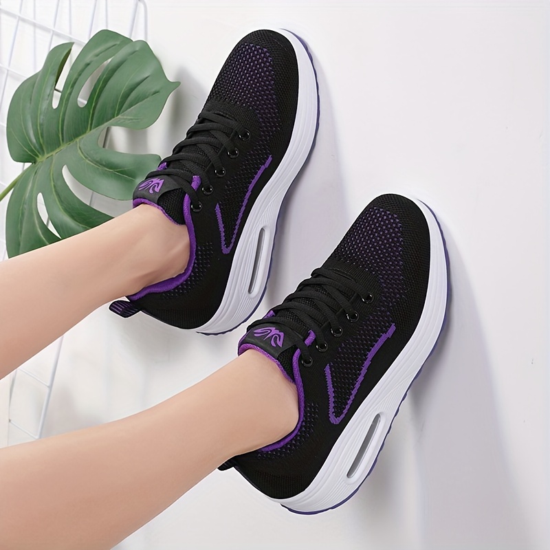 Women's Air Cushion Sports Shoes Comfortable Lace Knitted - Temu Canada