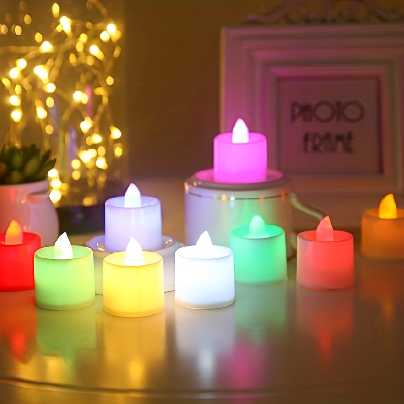 Uonlytech 24 velas pequeñas para día de San Valentín té de plata adornos de  noche LED mesa de boda sin llama para decoraciones lámparas velas para –  Yaxa Costa Rica