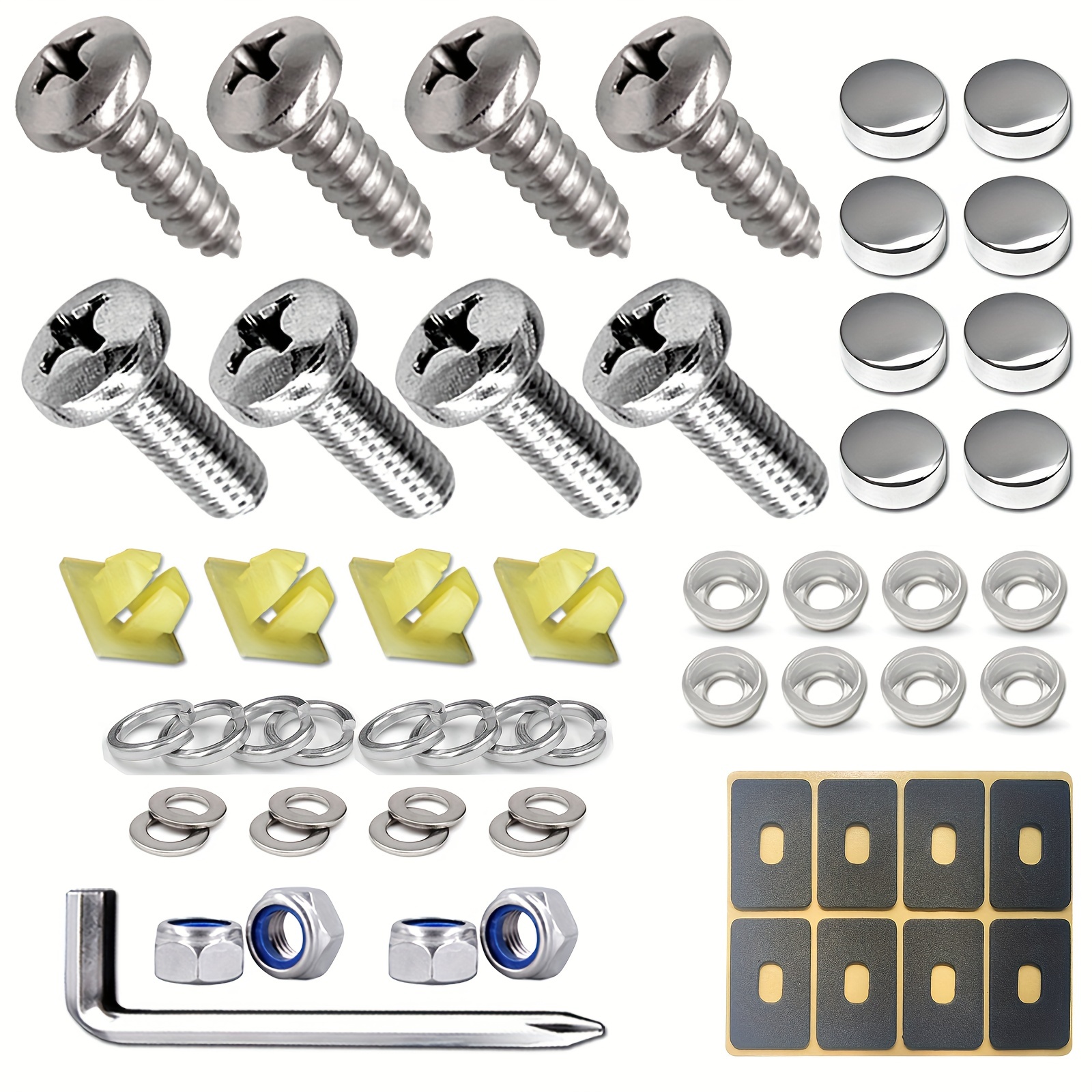 Stainless Steel License Plate Screws Kit Rust Proof Car Tag Bolts