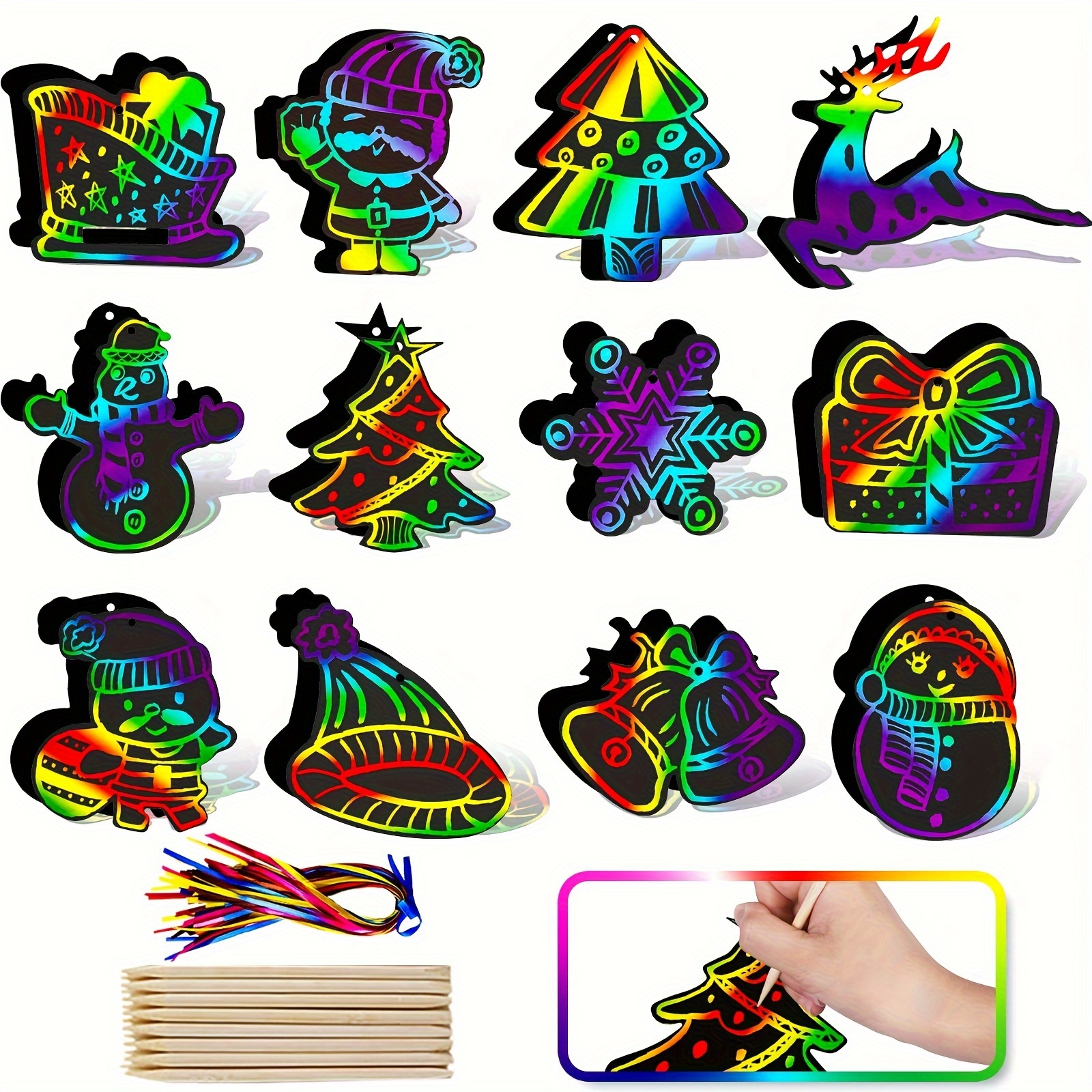 Scratch Paper Art Set, 60 Pcs Arts and Crafts Toys Gifts for 3 4 5