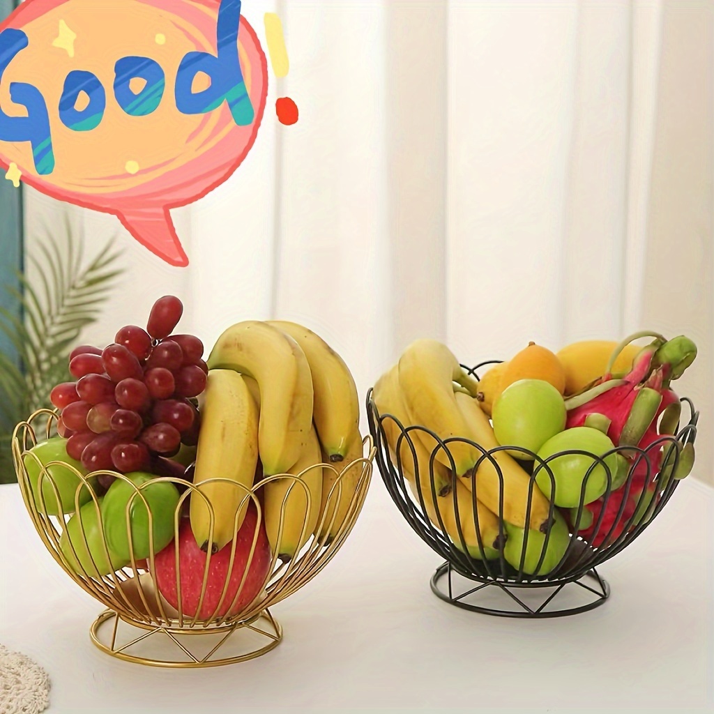 Frutero de cesta de frutas de alambre para el mostrador de la cocina, tazón  de servir de la cesta de frutas de la ola, tazón de fruta moderno Decorar  1pc