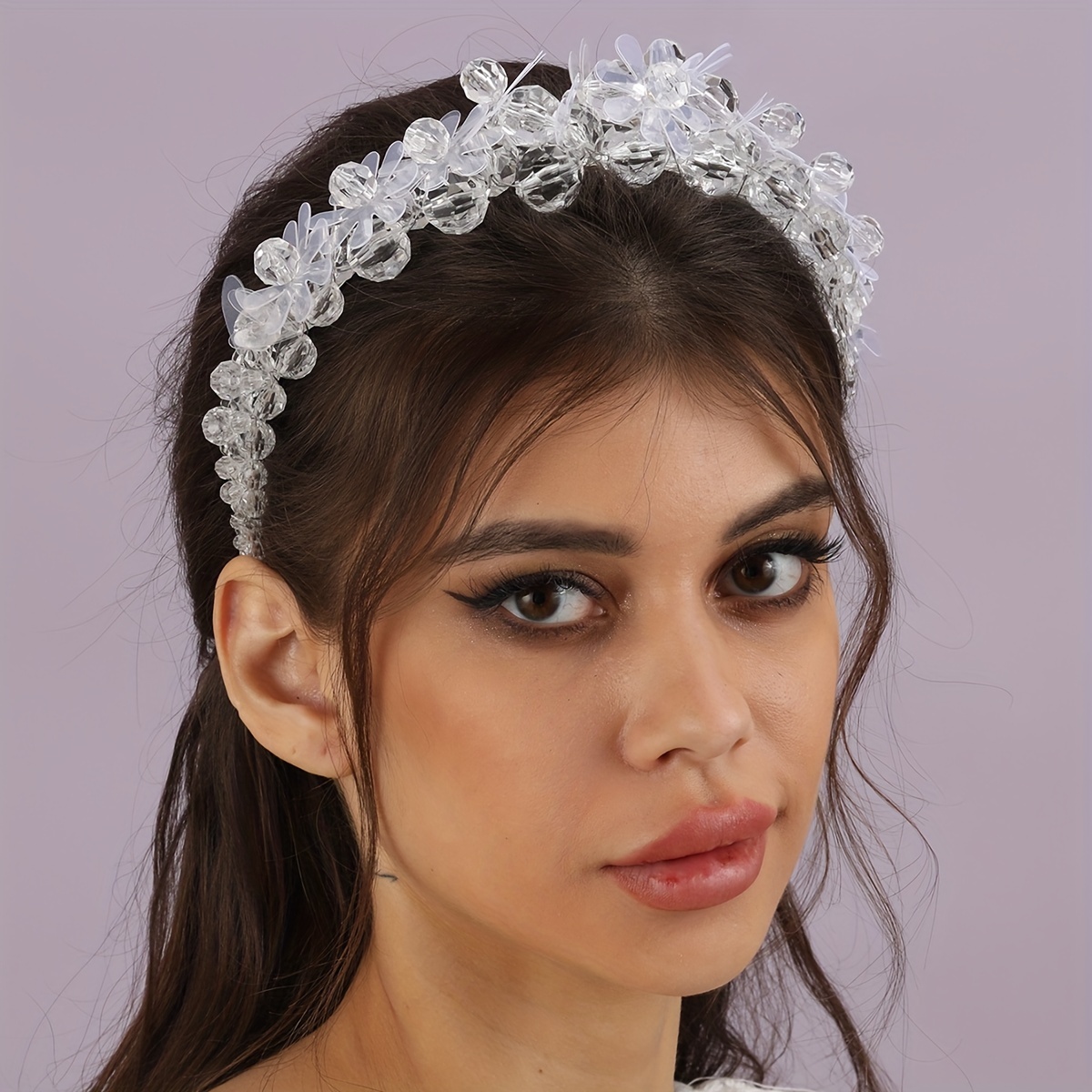 Bridal Headwear Pearl Flower Headband Veil Earrings Fashion - Temu