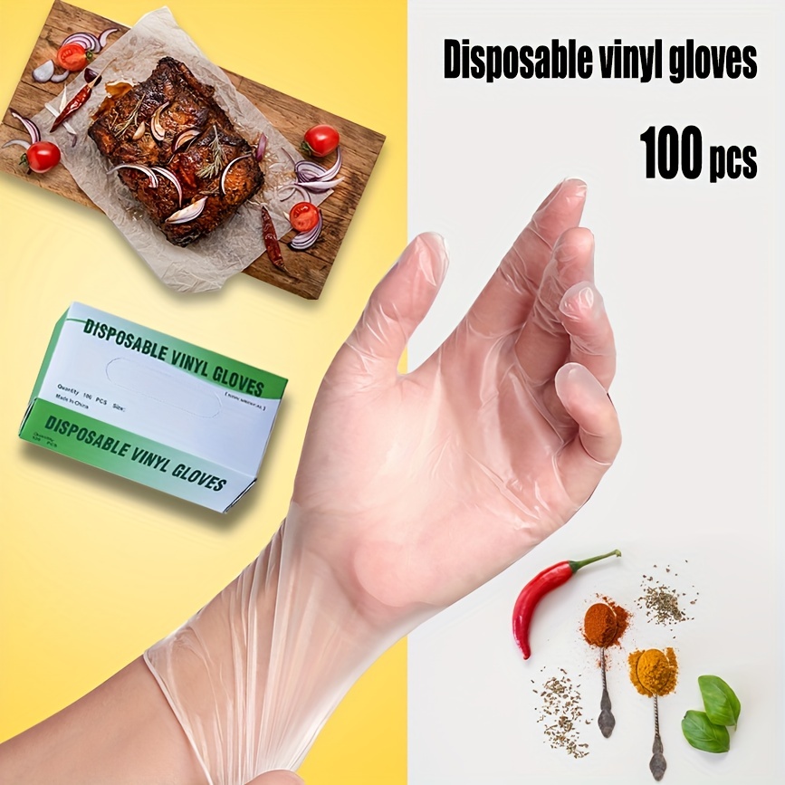 squish Disposable Gloves,Clear Vinyl Gloves Latex Free Powder-Free