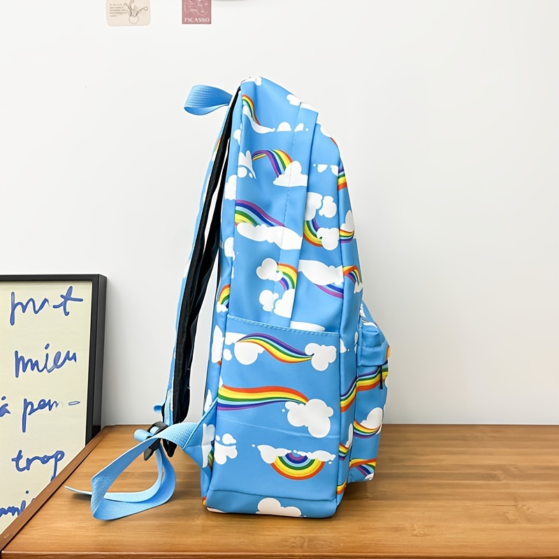 Full Rainbow Pattern Backpack Stylish Preppy Book Bag - Temu