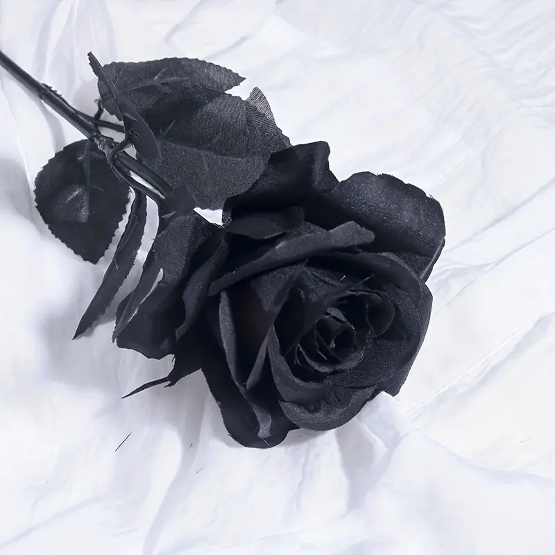 10pcs Flores De Rosa Negra De Seda Artificial, Ramo De Rosa Negra  Simulación Pura, Decoración De La Serie Oscura De Estilo Gótico De Horror  Del Festiv
