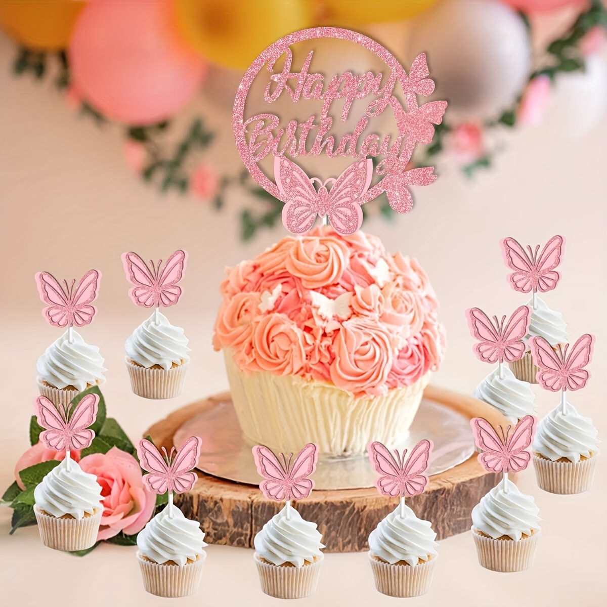 25 Pezzi Toppers Torta Compleanno Farfalla Toppers Cupcake - Temu Italy