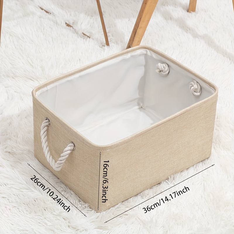 Image of 1pc Foldable Storage Basket With Handles, Fabric Storage Bin, Suitable For Cabinets, Cupboards, And Shelves, Shelf Baskets