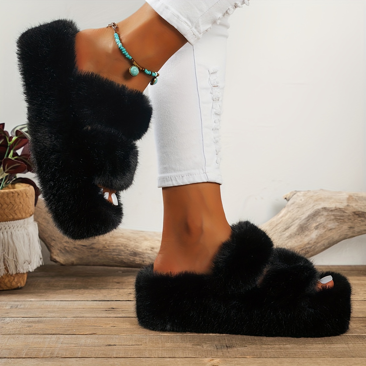 Slip sale fur slides