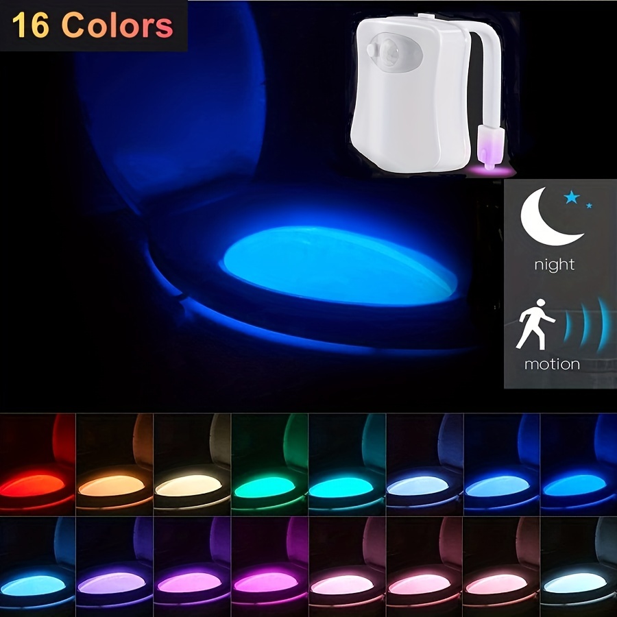 1pc Induction Hanging LED Toilet Light, Motion Activated Toilet Night  Light, 8 LED Vibrant Color Option, Flexible Sizing For Standard Or  Elongated