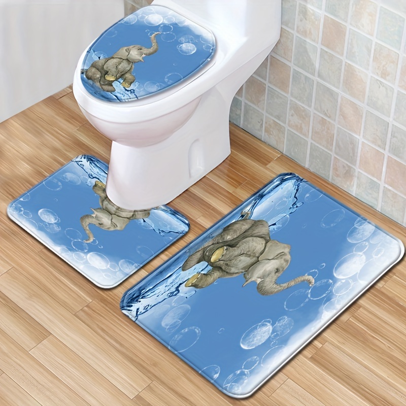 Bear Shower Curtain Bathroom Rug Set Thick Bath Mat Non-Slip Toilet L