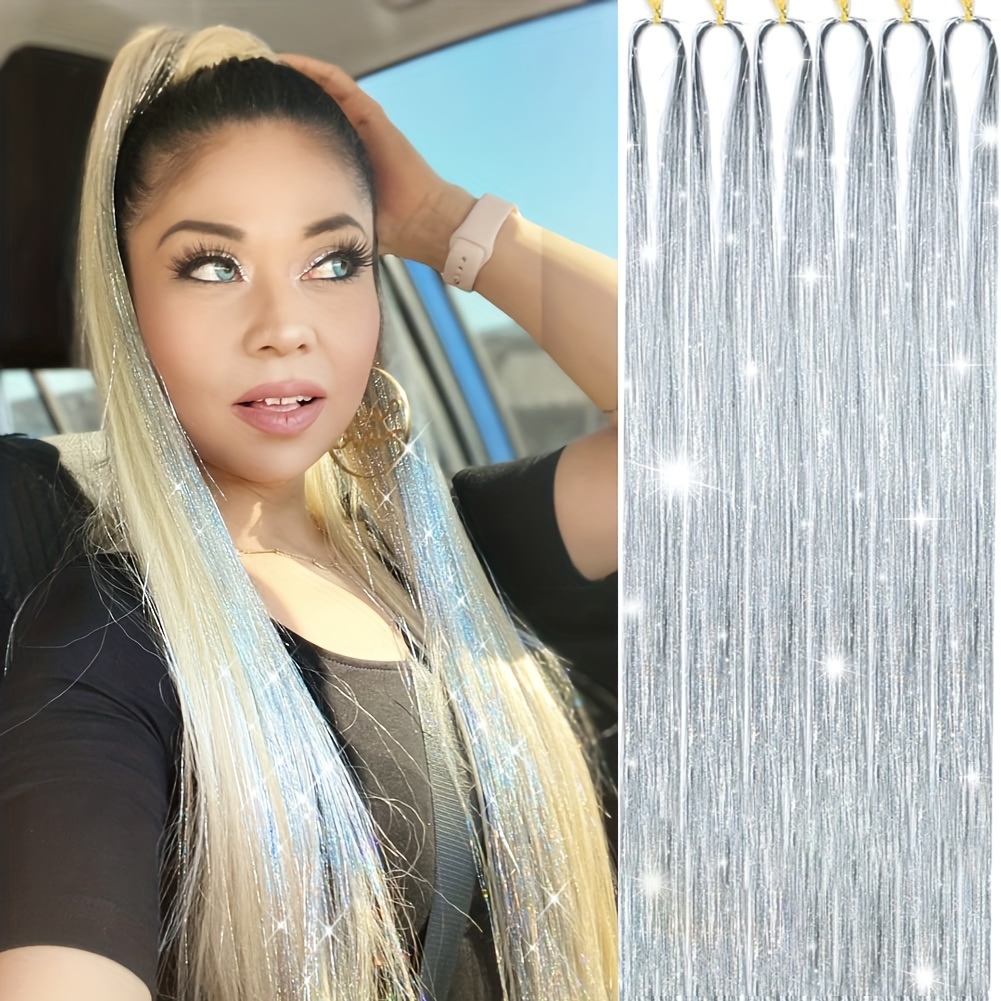 Sparkling Glitter Shiny Silk Hair Tinsel (6 Colors 48 Inch 1200