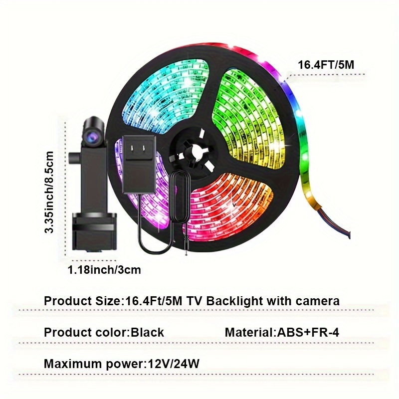 Smart Tv Led Backlight Strip Lights Sensor Camera Music Sync - Temu