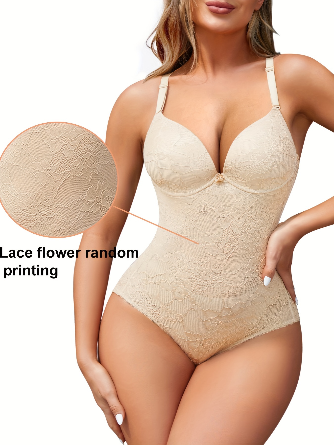 Women Plus Size Tummy Control Panties Floral Lace Body Shaper