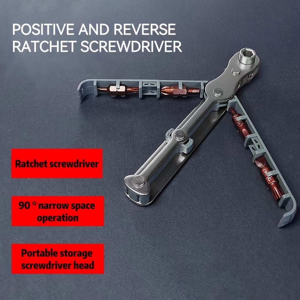 Ratcheting Right Angle Screwdriver Hex Drive 90 Degree Offset + 10pc Bits  Set!