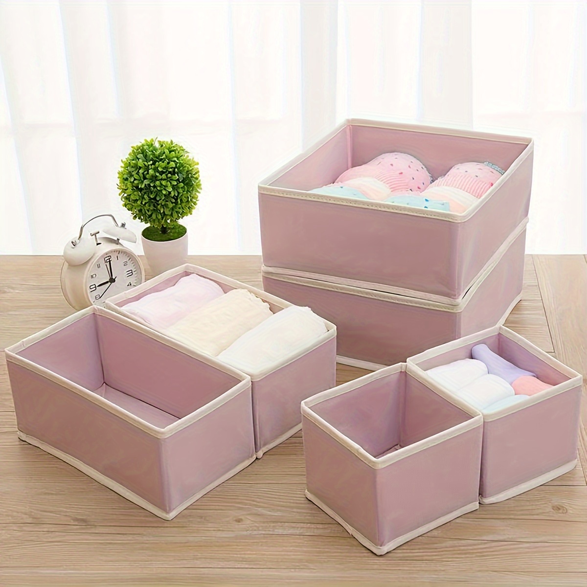 6pcs set non woven fabric folding storage bins   organizer boxes for cabinets drawers no lid   nursery bedroom essentials details 8