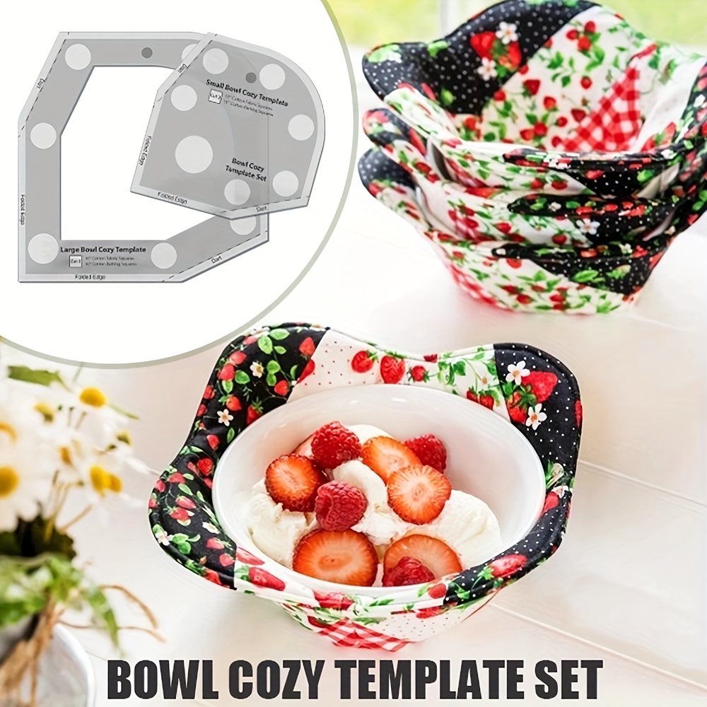  TXIN Set of 3 Bowl Cozy Template, Flower Bowl Pattern  Template, Clear Acrylic Bowl Wrap Pre Cut on Fold Stencil, DIY Microwave  Bowl Holder Patchwork Ruler for Sewing DIY Kitchen