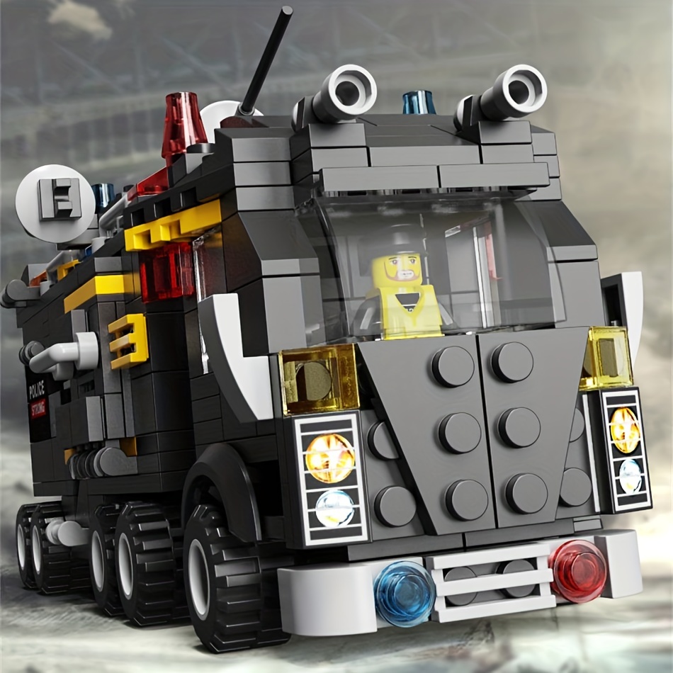 Compatible with Lego City Police Station SWAT Command Vehicle Truck Car  Creative Building Blocks Educational Toys