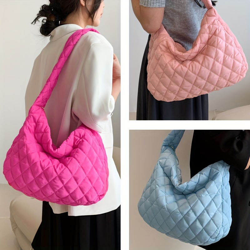 Puffer Quilted Crossbody Bag, Cloud Ruched Shoulder Bag, Trendy