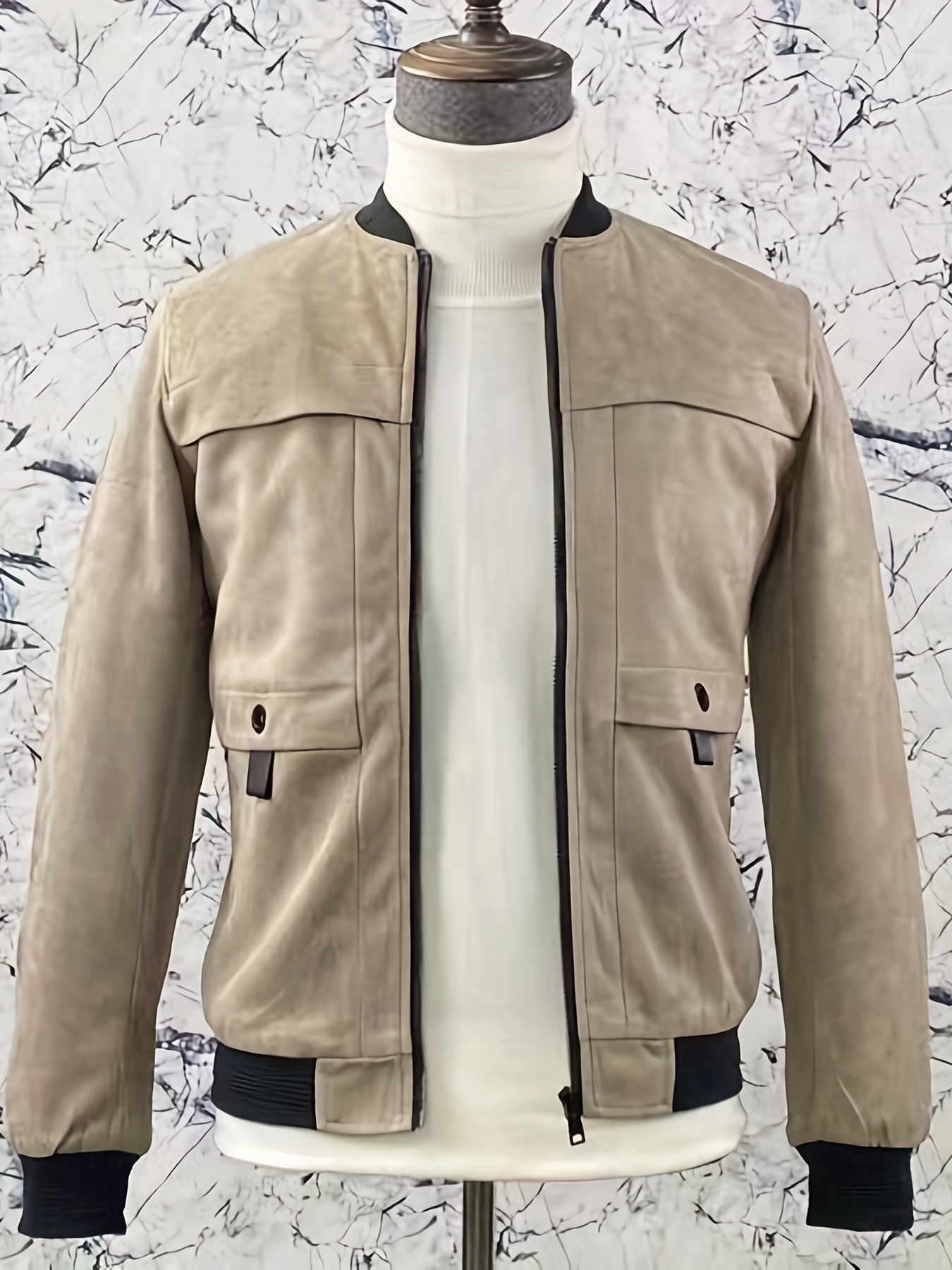 Men's Casual Pu Jacket, Chic Retro Faux Leather Jacket - Temu Bahrain