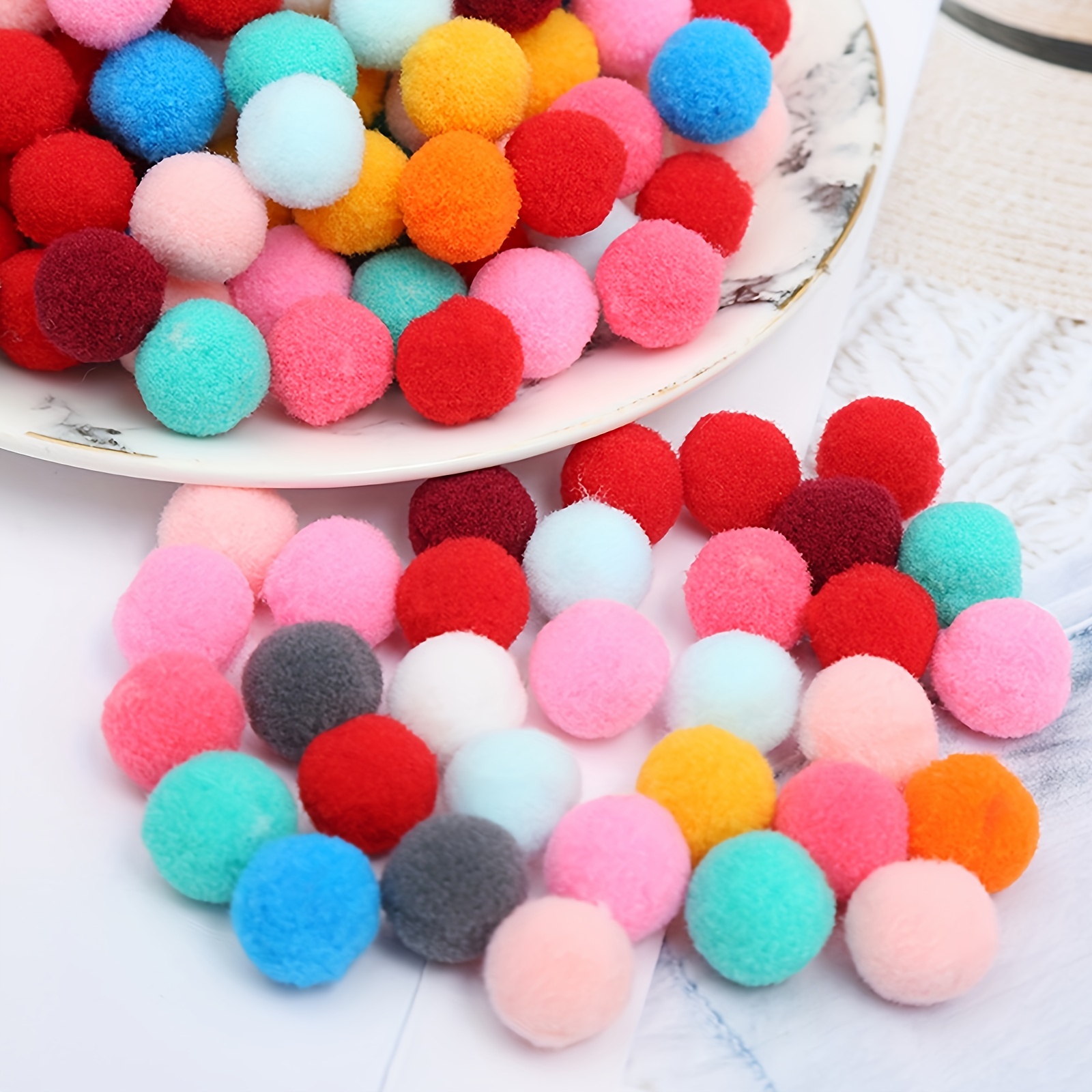 250pcs Arts And Crafts - Colorful Assorted Pompoms, Rainbow Puff Cotton  Balls For Crafts DIY Project Home Party Holiday Creative Decorations