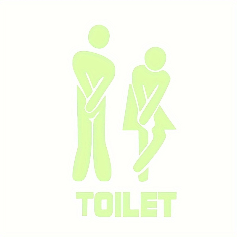 1pc Fluorescent Wall Stickers For Toilet, Bathroom Door Glow In The Dark Wall Decals, Luminous Wallpaper, Room Decor