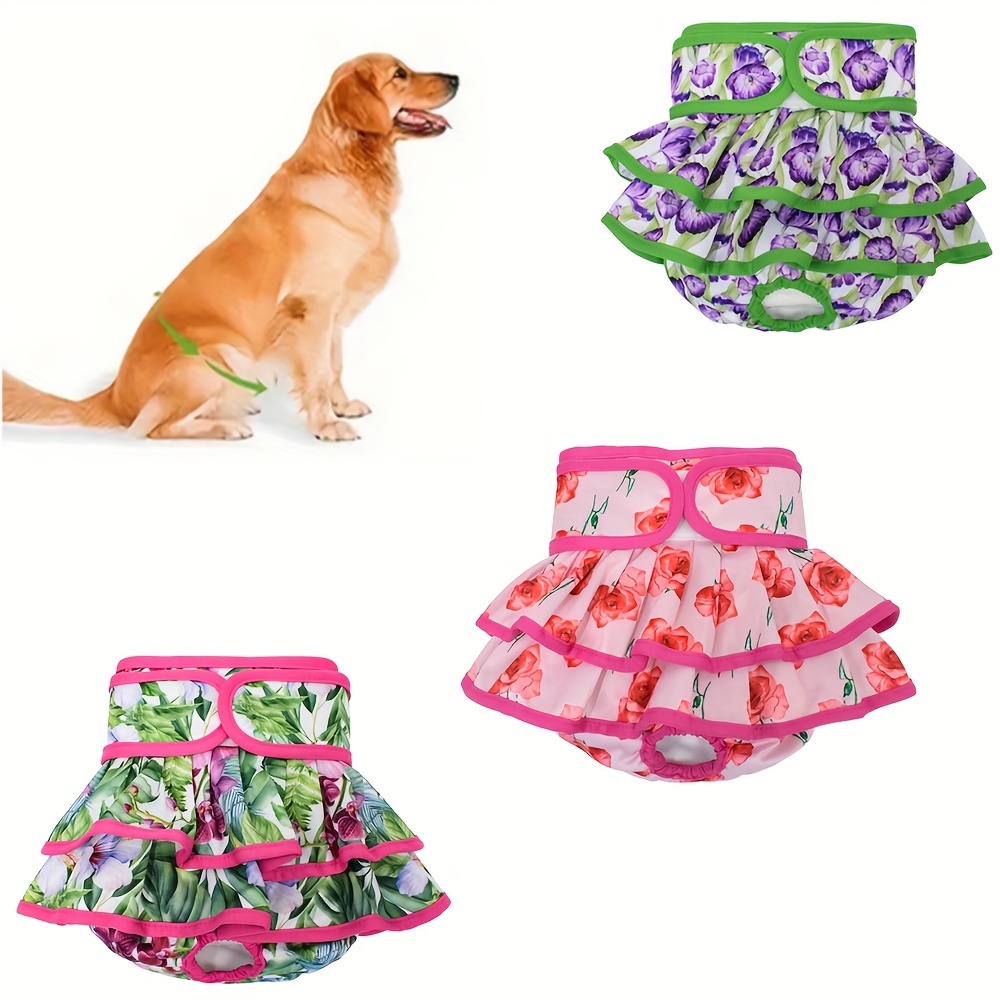 Pañales reutilizables para mascotas con 3 pañales de repuesto de malla  transpirable, lavables, pañales sanitarios súper absorbentes para perros