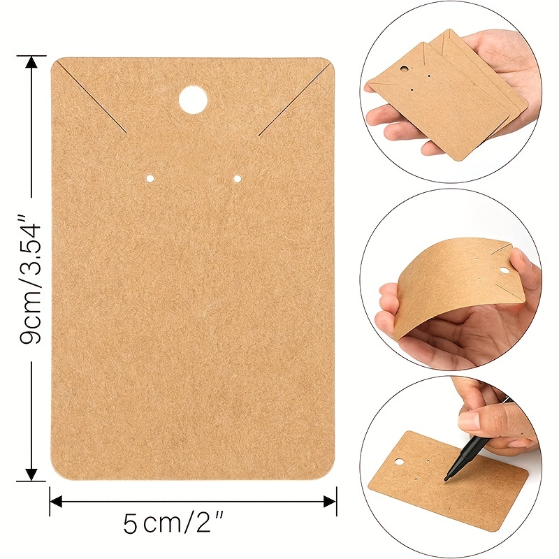 200 Bulk Pack Kraft Paper Earring Cards for Selling Jewelry, Necklaces,  Studs, and Pre-Cut Holes, Perfect for Small Business, Retail, and Boutique