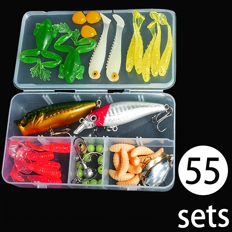  Fishing Lures for Freshwater - 20PCS Soft Plastic T-Tail Grub  Worm Baits - Complete Fishing Bait Kit with Tackle Box Included - Great Fishing  Deals of The Day Clearance 