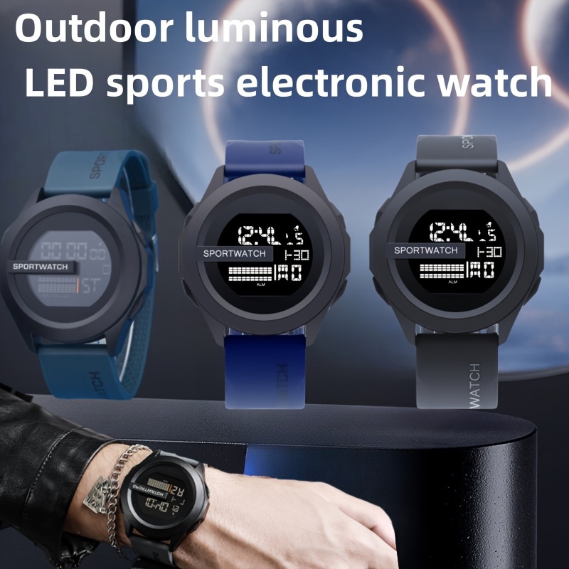 Elektronische Uhr – Multifunktionale LED-Sportuhr, Schweißfest