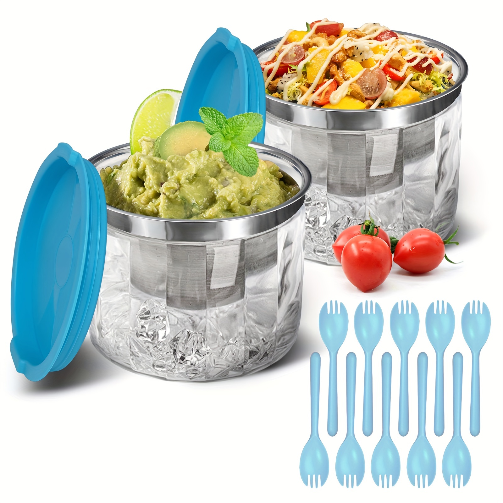 Summer Ice Bowl Mold Cube with Lid DIY Salad Pasta Bowls Container